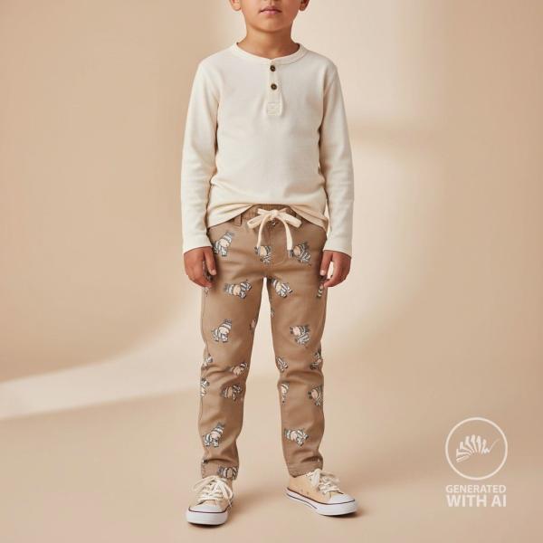 Baumwolljersey in Sand mit Zebra, Stoff in ganzer Breite